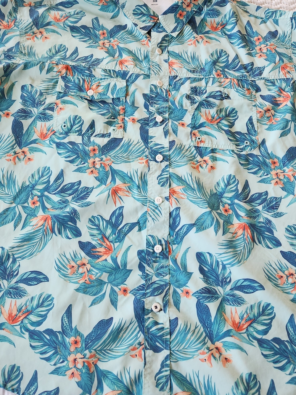 Izod Saltwater Floral Button-Down Shirt with Coral Accents Size 3XL - Picture 2 of 12